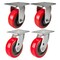 Hyw Products Heavy Duty Caster Set 5in Polyurethane on Plastic Wheels, 2 Rigid & 2 Swivel, 4PK 40-50R-A1-PU-2,40-50S-A1-PU-2 - alternate 1