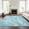 Homeroots 10' X 14' Teal Blue Aqua And Ivory Abstract Washable Indoor Outdoor Area Rug 583003 - alternate 6