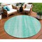 Homeroots 8' Aqua Teal Blue And Ivory Round Botanical Leaves Washable Indoor Outdoor Area Rug 581962 - alternate 1