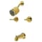 Kingston Brass Double-Handle Tub and Shower Faucet with Knurled Handle, Polished Brass KBX8142KNL - alternate 1