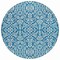 Homeroots 8' Teal Blue And Ivory Round Damask Washable Indoor Outdoor Area Rug 595195 - alternate 5