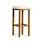 Homeroots 31" White and Natural Boucle and Solid Wood Backless Bar Height Bar Chair 632472 - alternate 6