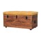 Homeroots 35in Yellow and Brown Tufted Genuine Leather and Solid Wood Upholstered Storage Bench With Flip Top 723829 - alternate 6