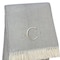 Homeroots 55" X 70" Gray White Herringbone Cotton Blend C Initial Throw Blanket with Tassels Embroidery 655526 - alternate 4