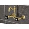 Kingston Brass Two-Handle Wall Mount Bridge Kitchen Faucet, Brushed Brass KS2447PKX - alternate 6
