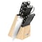 Oster Ginley 18 Piece Stainless Steel Cutlery Set in Black with Pinewood Block 144313.18 - alternate 1