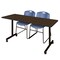 Regency Kobe Mobile T-Base Training Table W/ 2 Zeng Stack Chairs, 60 in W, 24 in L, Neo Walnut MKTRCC6024NW44BE - alternate 1
