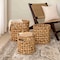 Happimess Lasuna Coastal Bohemian Water Hyacinth Handwoven Checker Weave Nesting Baskets w/Handles, Natural,  BSK2033A-3SET - alternate 3