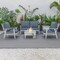 Leisuremod Walbrooke Modern White Patio Conversation With Square Fire Pit & Tank Holder, Navy Blue WW-27-20-57-31-NBU - alternate 8