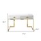 Homeroots 47" White and Gold Writing Desk With Two Drawers 543798 - alternate 5