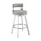 Armen Living Flynn 26in Swivel Counter Stool in Brushed Stainless Steel with Light Gray Faux Leather LCFLBABSLGRY26 - alternate 1