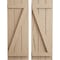 Ekena Millwork Rustic Three Board Joined Board-n-Batten Hand Hewn Faux Wood Shutters w/Z-Board, 16 1/2W x 82H, PR SHUBJZ16X82HHPR - alternate 1