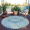 Homeroots 8' Teal Blue And Ivory Round Medallion Washable Indoor Outdoor Area Rug 617469 - alternate 6