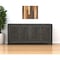 Homeroots 78in Black Distressed Solid Wood Carved Floral Sideboard with Four Doors 569595 - alternate 6