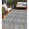 Homeroots 5' X 8' Gray Ivory And Navy Blue Floral Medallion Washable Indoor Outdoor Area Rug 614588 - alternate 1