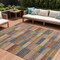 Homeroots 8' X 10' Beige Blue And Gold Striped Washable Indoor Outdoor Area Rug 615467 - alternate 1
