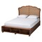 Baxton Studio Latrell Mid-Century Walnut Brown Wood and Rattan King Size Storage Bed 247-12667-10670-ZORO - alternate 1