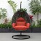 Leisuremod Charcoal Wicker Hanging Egg Swing Chair with Cherry Cushions ESCCH-40CHR - alternate 7