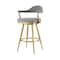 Homeroots 30" Gray and Gold Fabric and Stainless Steel Low Back Bar Height Swivel Bar Chair 569155 - alternate 5