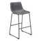 Homeroots Set of Two 29" Charcoal and Black Faux Leather and Steel Counter Height Bar Chairs, 2PK 555757 - alternate 6