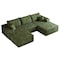 Homeroots 107" Green Corduroy Modular Compression Foam Sofa With Ottoman And Toss Pillows 712958 - alternate 1