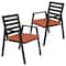 Leisuremod Chelsea Modern Patio Dining Armchair in Aluminum with Removable Cushions, Orange, 2PK CC20BL-OR2 - alternate 1