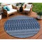 Homeroots 8' Navy Blue And Denim Blue Round Tribal Washable Indoor Outdoor Area Rug 582574 - alternate 1