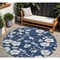 Homeroots 8' Navy Blue And Ivory Round Floral Washable Indoor Outdoor Area Rug 599900 - alternate 1
