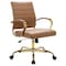 Leisuremod Benmar Leather Office Chair with Gold Frame, Brown BOG19BRL - alternate 1
