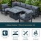 Leisuremod Chelsea 7-Piece Patio Sectional And Fire Pit Table Black Aluminum With Cushions, Black CSFBL-7BL - alternate 8