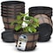 Lifemaster 10-Inch Whiskey Barrel Planters, Rustic Plastic Pots with Drainage and Saucers, 10PK LMPBP10BW - alternate 1