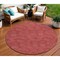 Homeroots 8' Red And Ivory Round Geometric Washable Indoor Outdoor Area Rug 602391 - alternate 1