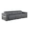 Homeroots 100" Dark Gray Top Grain Leather Reclining Metal USB Sofa 720359 - alternate 7