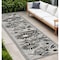 Homeroots 12' Black And White Floral Indoor Outdoor Runner Rug 545011 - alternate 8