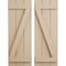 Ekena Millwork Rustic Three Board Joined Board-n-Batten Sandblasted Faux Wood Shutters w/Z-Board, 16 1/2W x 76H, PR SHUBJZ16X76SDPR - alternate 1