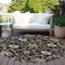 Homeroots 8' Black Brown And Ivory Round Floral Washable Indoor Outdoor Area Rug 604745 - alternate 3