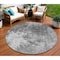 Homeroots 8' Gray Charcoal And Silver Round Abstract Washable Indoor Outdoor Area Rug 582952 - alternate 1