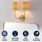Jonathan Y Lila 15" 2-Light Traditional Coastal Scalloped Fabric Shade/Metal LED Vanity Light, Brass Gold/Brown JYL1608A - alternate 8