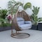 Leisuremod Mendoza Dark Brown Wicker Hanging 2 person Egg Swing Chair with Charcoal Cushions MSCDBR-53CBU - alternate 7