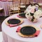 Smarty Had A Party 7" Black with Gold Pearl String Round Disposable Plastic Salad Plates, 120PK 8877-BG-CASE - alternate 1