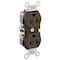 Leviton Straight Blade Receptacle, 5-20R, 20 A, 125V AC, 2 Pole, 3 Wire, Flush Mount, Single, Brown CR20 - alternate 1