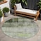 Homeroots 8' Olive Green Round Ombre Washable Indoor Outdoor Area Rug 563660 - alternate 1