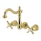 Kingston Brass Double-Handle Wall Mount Bathroom Faucet, Polished Brass KS1222ZX - alternate 1