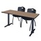 Regency Cain T-Base Training Seminar Table W/ 2 M Stack Chairs, 60 in W, 24 in L, Noble Oak MTRCT6024NO47BK - alternate 1