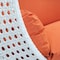 Leisuremod White Wicker Hanging 2 person Egg Swing Chair with Orange Cushions ESCW-57OR - alternate 5