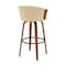 Homeroots 30" Cream And Wood Brown Faux Leather Swivel Bar Height Bar Chair 534422 - alternate 7