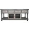 Homeroots 70" Blue and White Solid Wood Open shelving Distressed TV Stand 528736 - alternate 5