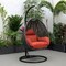 Leisuremod Charcoal Wicker Hanging Egg Swing Chair with Cherry Cushions ESCCH-40CHR - alternate 8