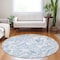 Homeroots 8' Sky Blue Denim Blue And Ivory Round Paisley Washable Indoor Outdoor Area Rug 588662 - alternate 5