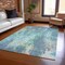 Homeroots 10' X 14' Teal Blue Peach And Ivory Abstract Washable Indoor Outdoor Area Rug 615889 - alternate 6
